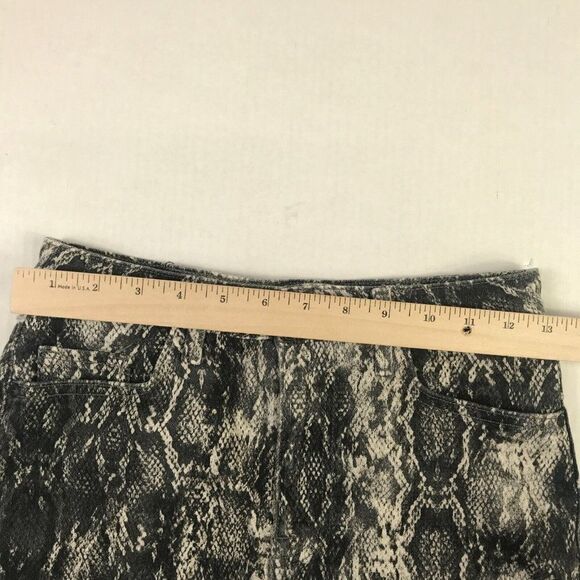 ZARA Womens Mini Denim Skirt Snakeskin Print Stretch Pockets Front Zip Size XS - Picture 7 of 10